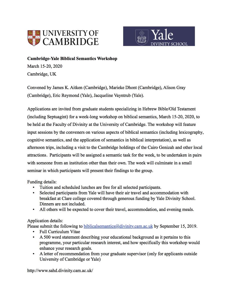 Cambridge Yale Biblical Semantics Workshop Renewed Philology